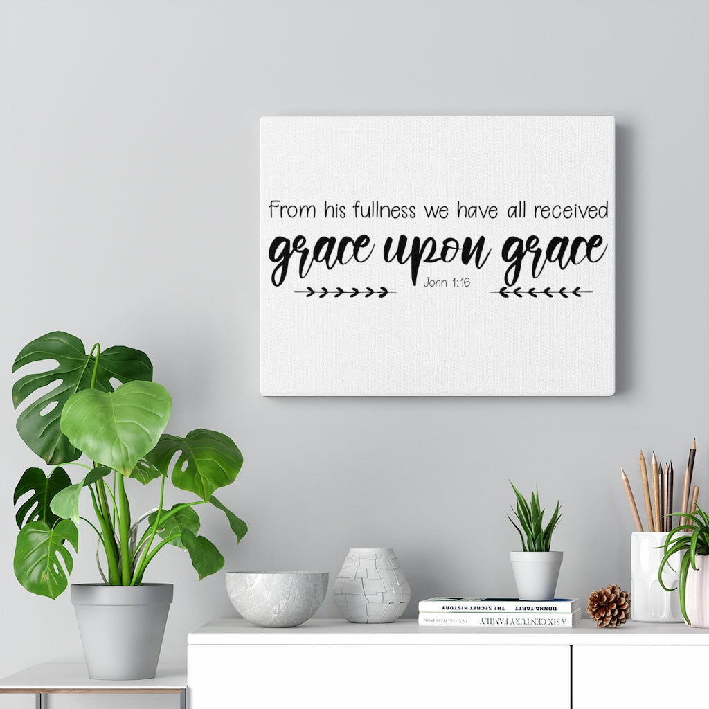 Scripture Walls From His Fullness John 1:16 Bible Verse Canvas Christian Wall Art Ready to Hang Unframed-Express Your Love Gifts