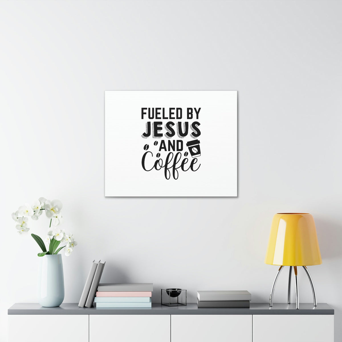 Scripture Walls Fueled By Jesus Hebrews 12:2 And Coffee Christian Wall Art Bible Verse Print Ready to Hang Unframed-Express Your Love Gifts