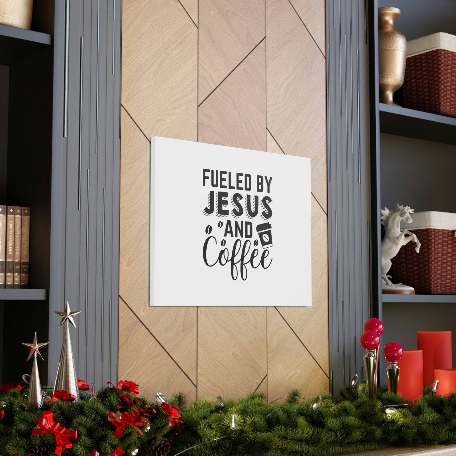 Scripture Walls Fueled By Jesus Hebrews 12:2 And Coffee Christian Wall Art Bible Verse Print Ready to Hang Unframed-Express Your Love Gifts