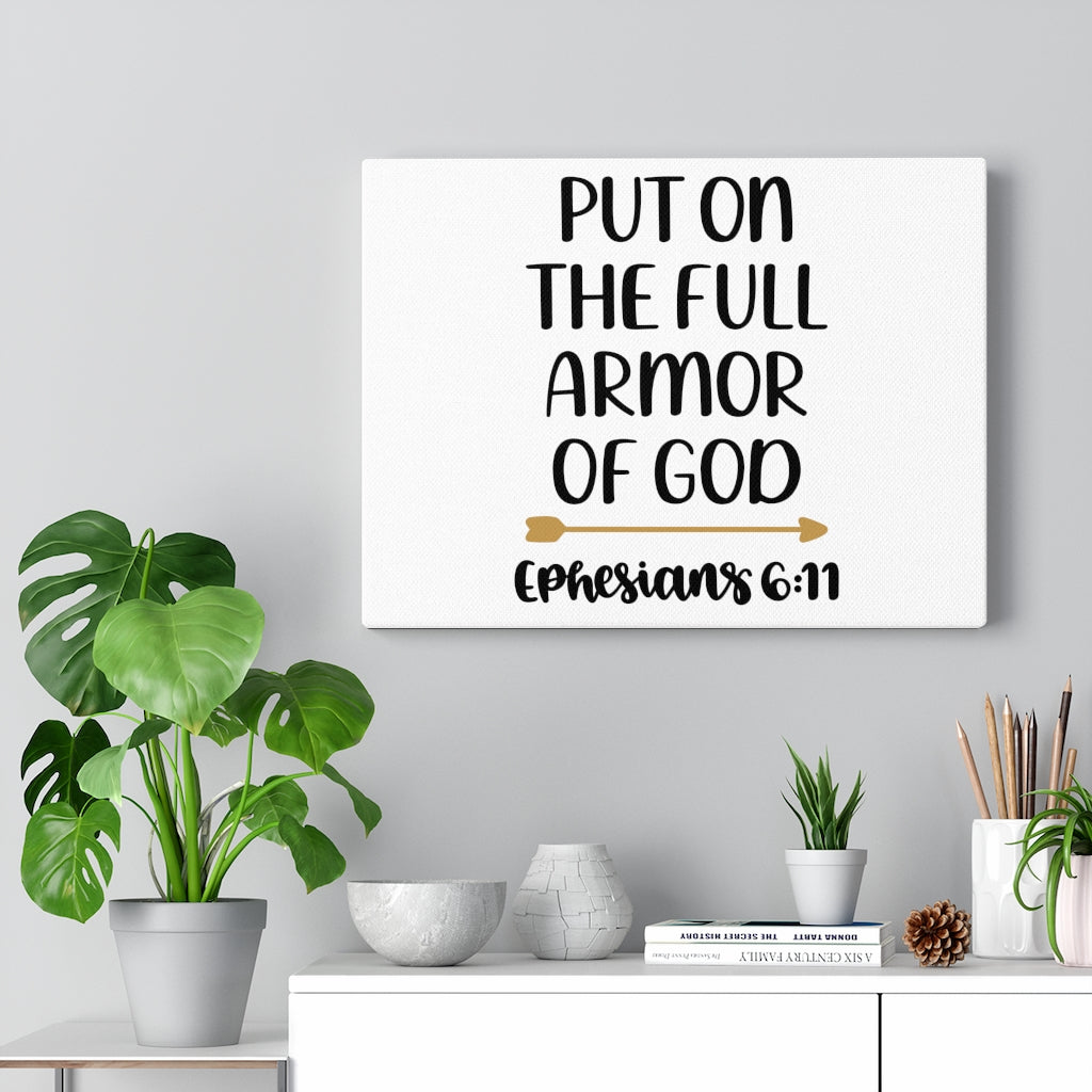Scripture Walls Full Armor of God Ephesians 6:11 Bible Verse Canvas Christian Wall Art Ready to Hang Unframed-Express Your Love Gifts