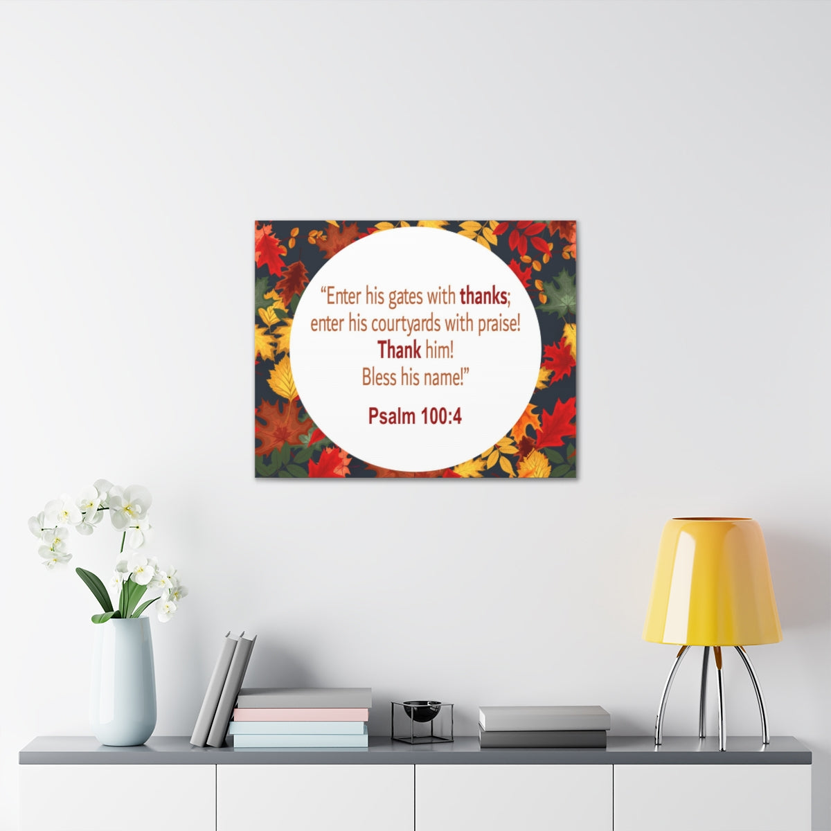 Scripture Walls Gates With Thanks Psalm 100:4 Bible Verse Canvas Christian Wall Art Ready to Hang Unframed-Express Your Love Gifts