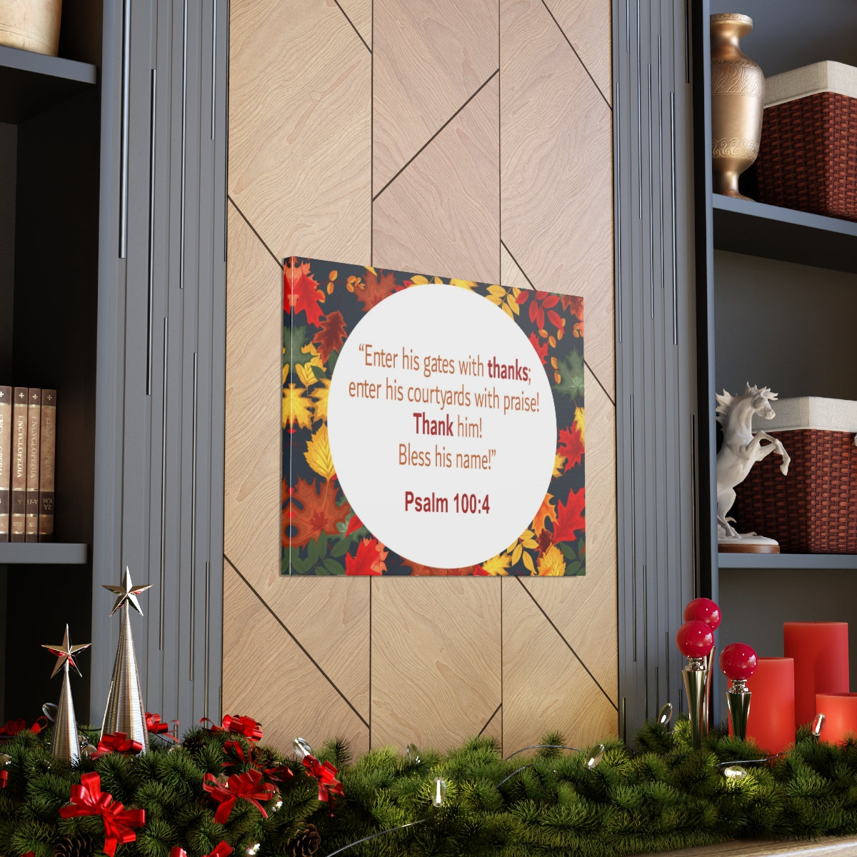 Scripture Walls Gates With Thanks Psalm 100:4 Bible Verse Canvas Christian Wall Art Ready to Hang Unframed-Express Your Love Gifts