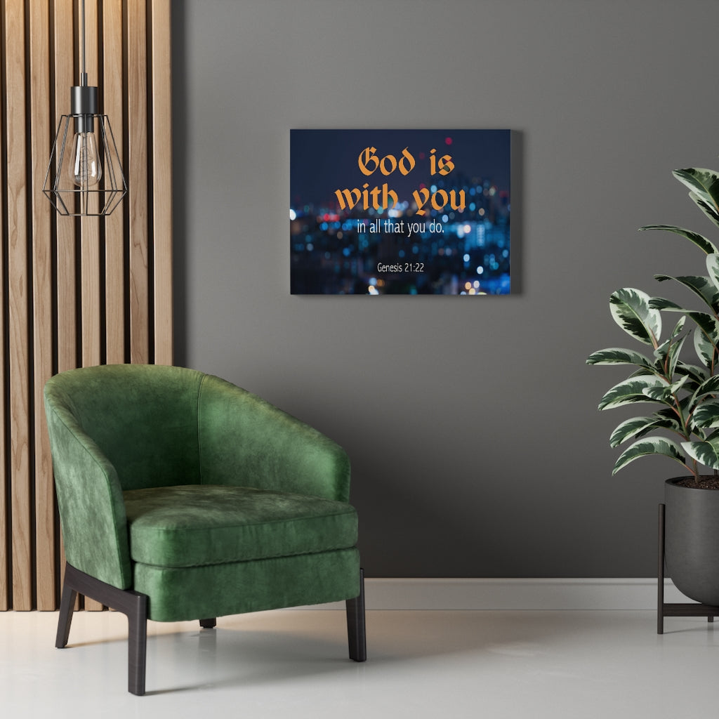 Scripture Walls Genesis 21:22 God is With You Bible Verse Canvas Christian Wall Art Ready to Hang Unframed-Express Your Love Gifts