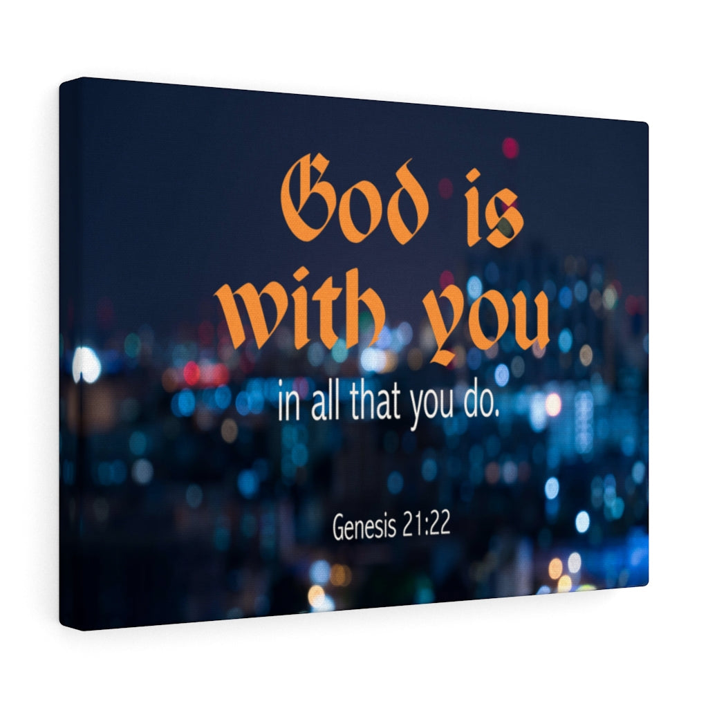 Scripture Walls Genesis 21:22 God is With You Bible Verse Canvas Christian Wall Art Ready to Hang Unframed-Express Your Love Gifts
