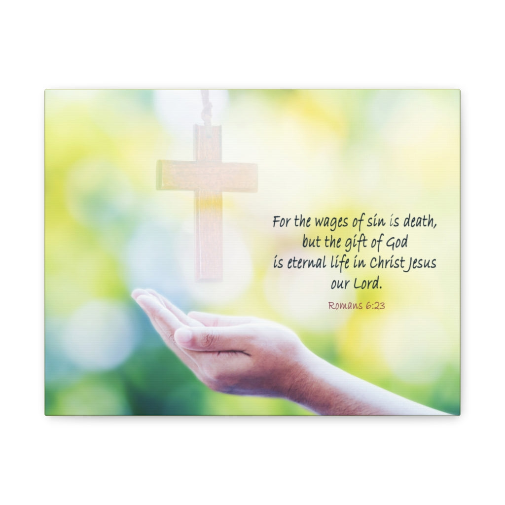 Scripture Walls Gift Of God Romans 6:23 Bible Verse Canvas Christian Wall Art Ready to Hang Unframed-Express Your Love Gifts