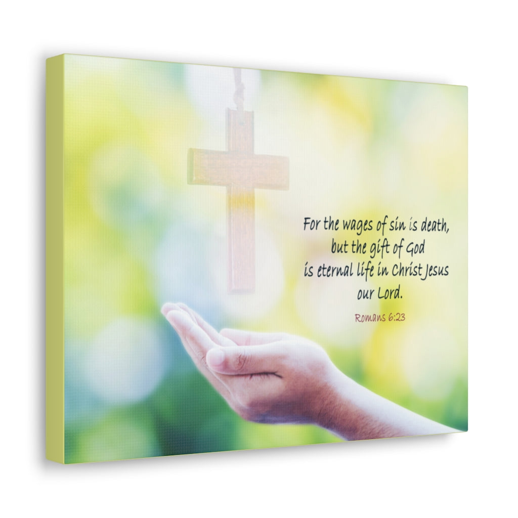 Scripture Walls Gift Of God Romans 6:23 Bible Verse Canvas Christian Wall Art Ready to Hang Unframed-Express Your Love Gifts