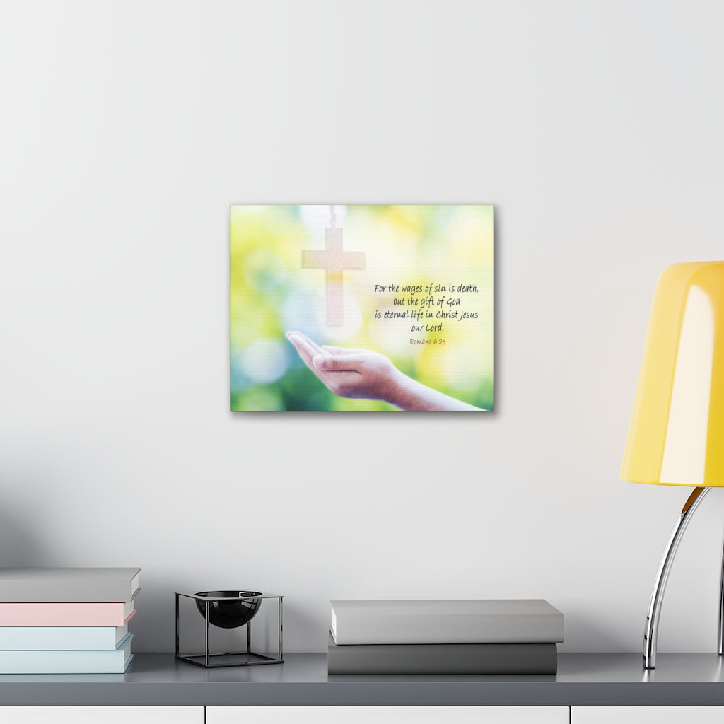 Scripture Walls Gift Of God Romans 6:23 Bible Verse Canvas Christian Wall Art Ready to Hang Unframed-Express Your Love Gifts