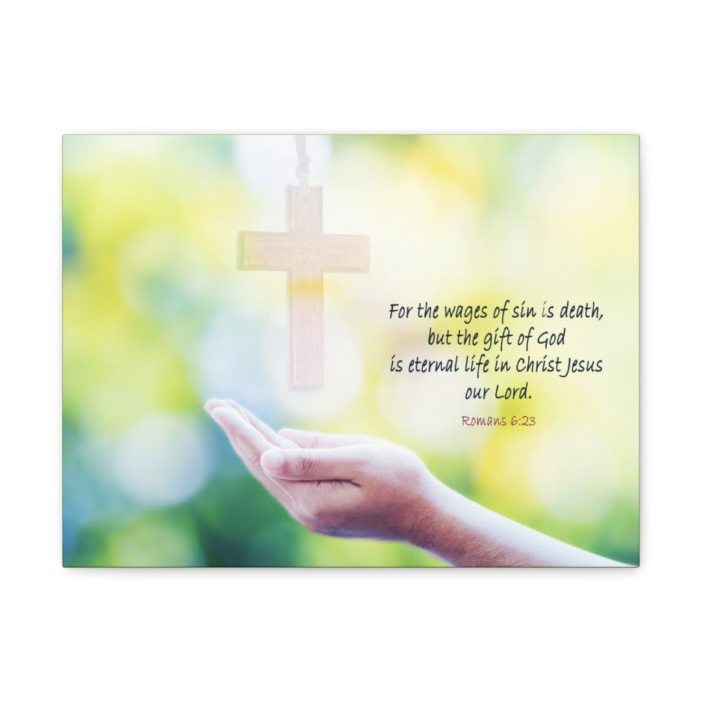 Scripture Walls Gift Of God Romans 6:23 Bible Verse Canvas Christian Wall Art Ready to Hang Unframed-Express Your Love Gifts
