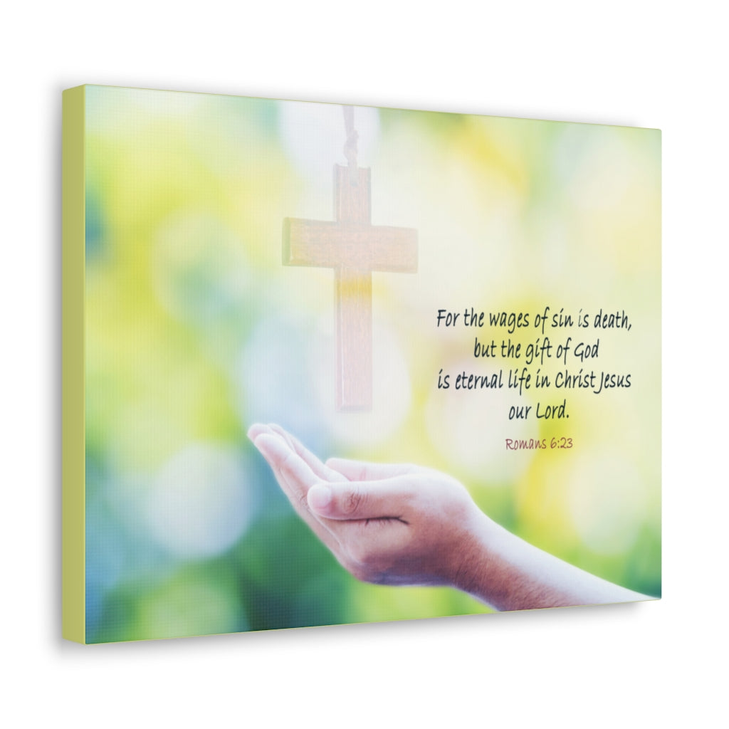 Scripture Walls Gift Of God Romans 6:23 Bible Verse Canvas Christian Wall Art Ready to Hang Unframed-Express Your Love Gifts