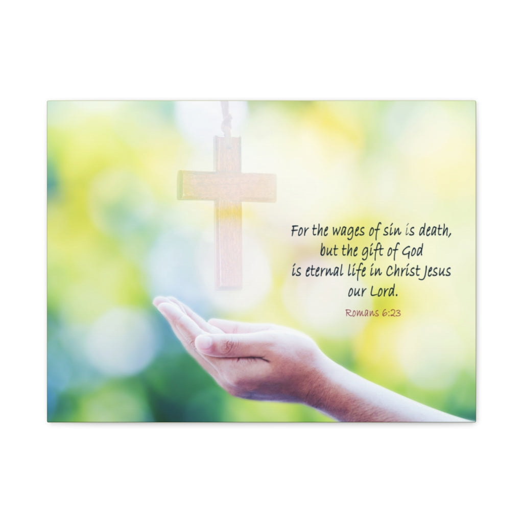Scripture Walls Gift Of God Romans 6:23 Bible Verse Canvas Christian Wall Art Ready to Hang Unframed-Express Your Love Gifts
