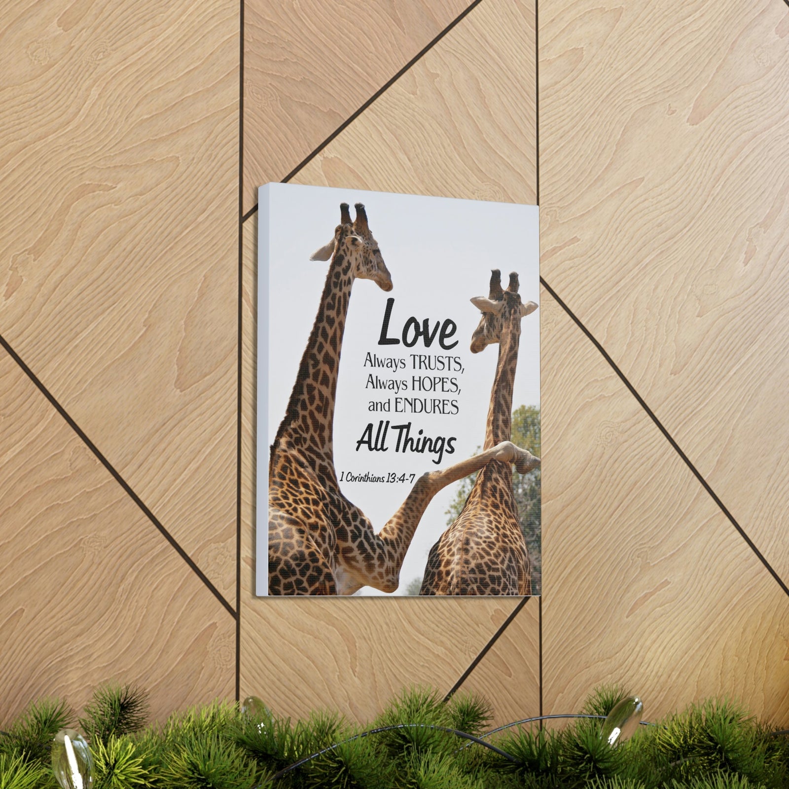 Scripture Walls Giraffe 1 Corinthians 13:6 Bible Verse Canvas Christian Wall Art Ready to Hang Unframed-Express Your Love Gifts