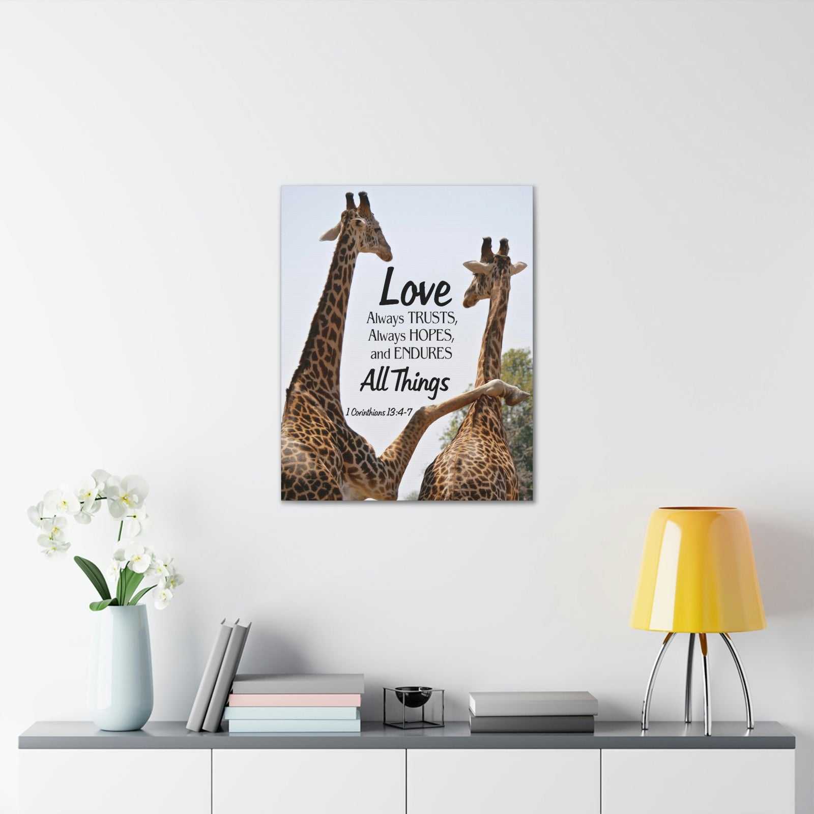 Scripture Walls Giraffe 1 Corinthians 13:6 Bible Verse Canvas Christian Wall Art Ready to Hang Unframed-Express Your Love Gifts