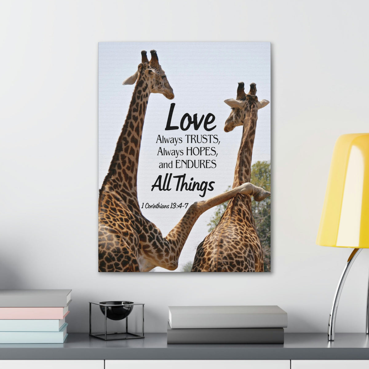 Scripture Walls Giraffe 1 Corinthians 13:6 Bible Verse Canvas Christian Wall Art Ready to Hang Unframed-Express Your Love Gifts