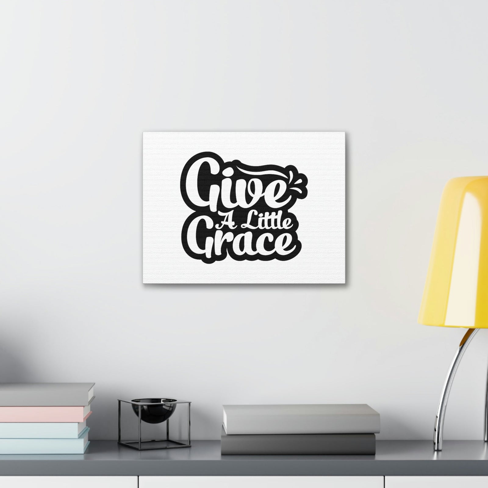Scripture Walls Give A Little Grace Hebrews 4:16 Black Outlined Christian Wall Art Bible Verse Print Ready to Hang Unframed-Express Your Love Gifts