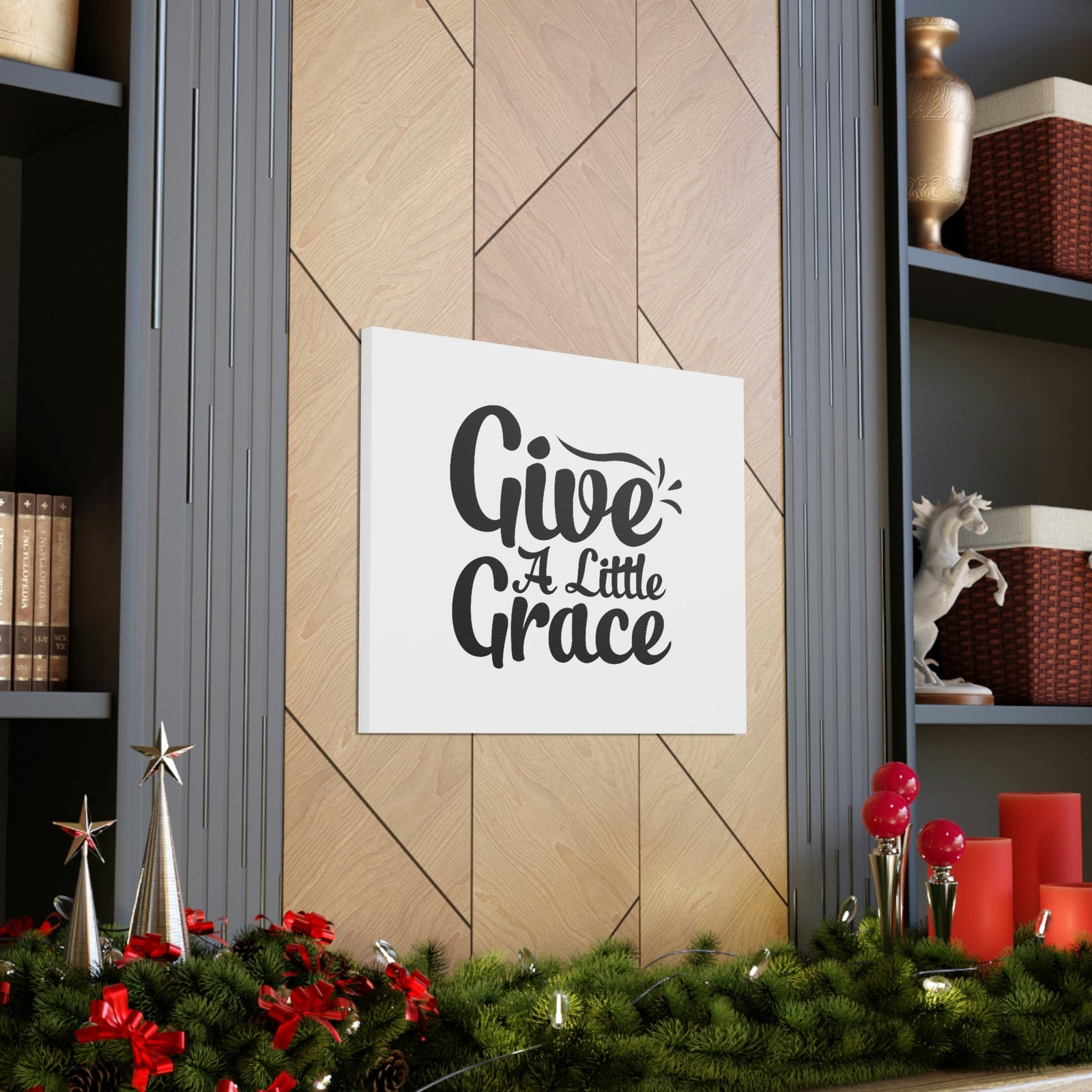 Scripture Walls Give A Little Grace Hebrews 4:16 Black Swish Christian Wall Art Bible Verse Print Ready to Hang Unframed-Express Your Love Gifts