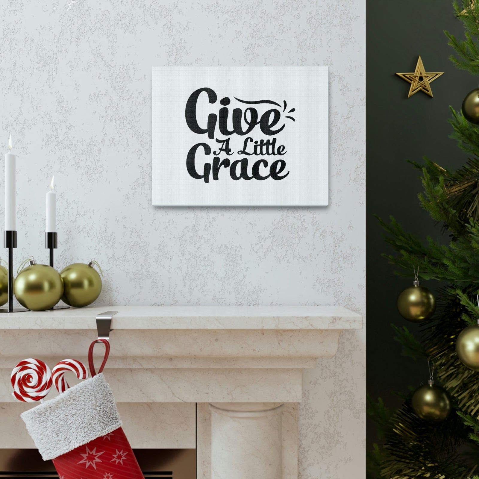 Scripture Walls Give A Little Grace Hebrews 4:16 Black Swish Christian Wall Art Bible Verse Print Ready to Hang Unframed-Express Your Love Gifts