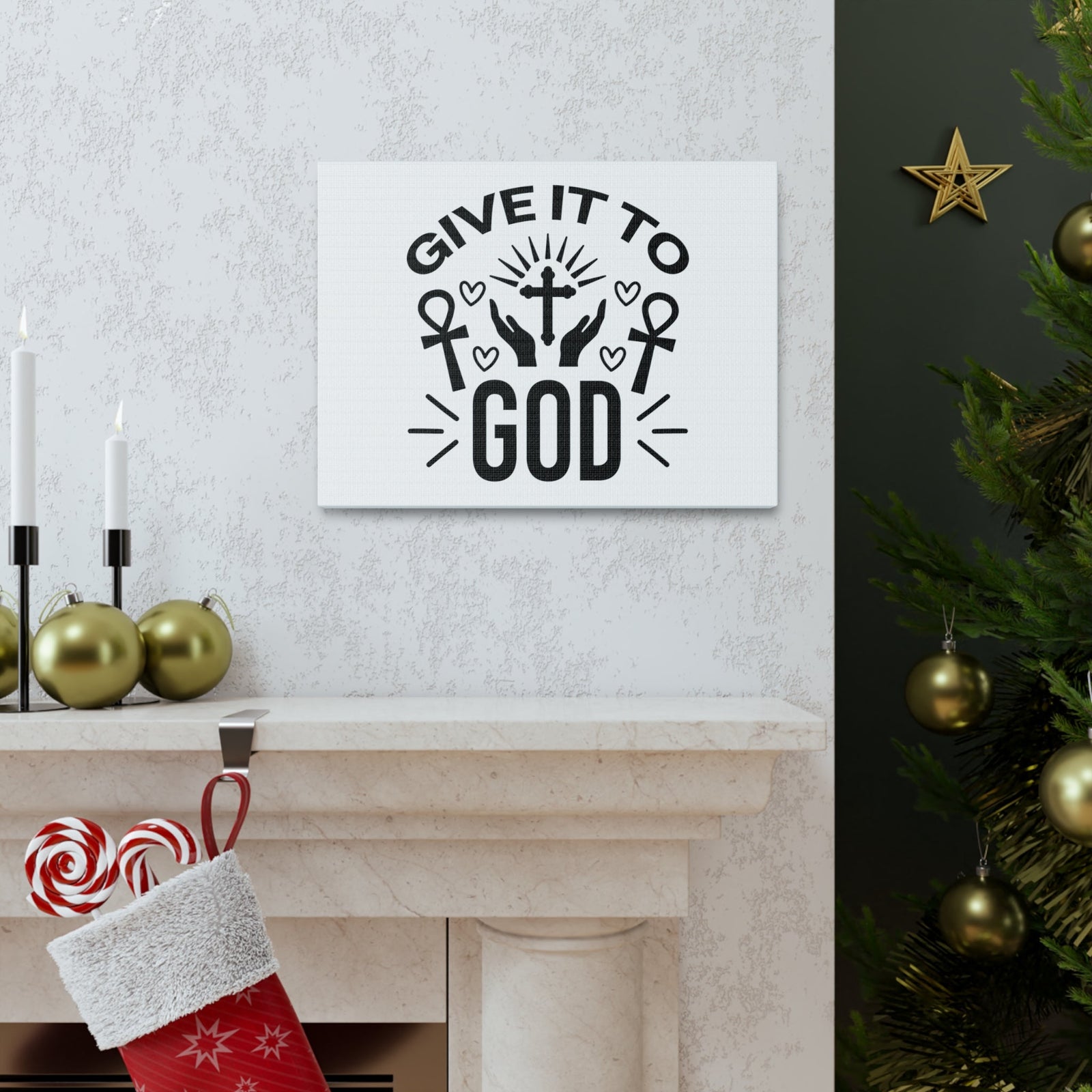 Scripture Walls Give It To God 1 Peter 5:7 Hearts Christian Wall Art Bible Verse Print Ready to Hang Unframed-Express Your Love Gifts