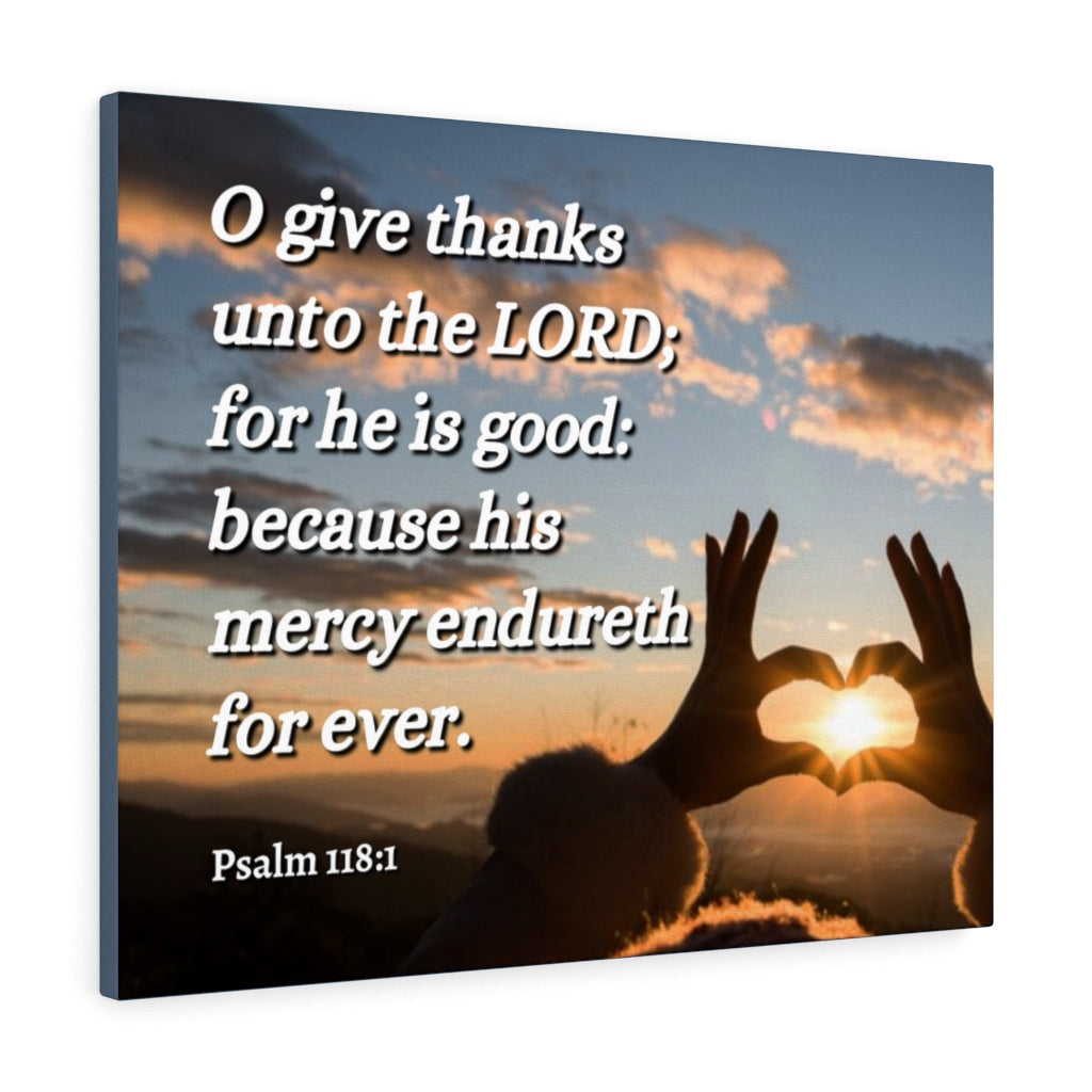 Scripture Walls Give Thanks Psalm 118:1 Bible Verse Canvas Christian Wall Art Ready to Hang Unframed-Express Your Love Gifts