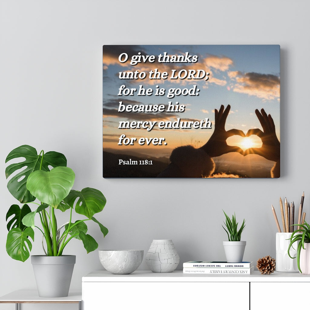 Scripture Walls Give Thanks Psalm 118:1 Bible Verse Canvas Christian Wall Art Ready to Hang Unframed-Express Your Love Gifts