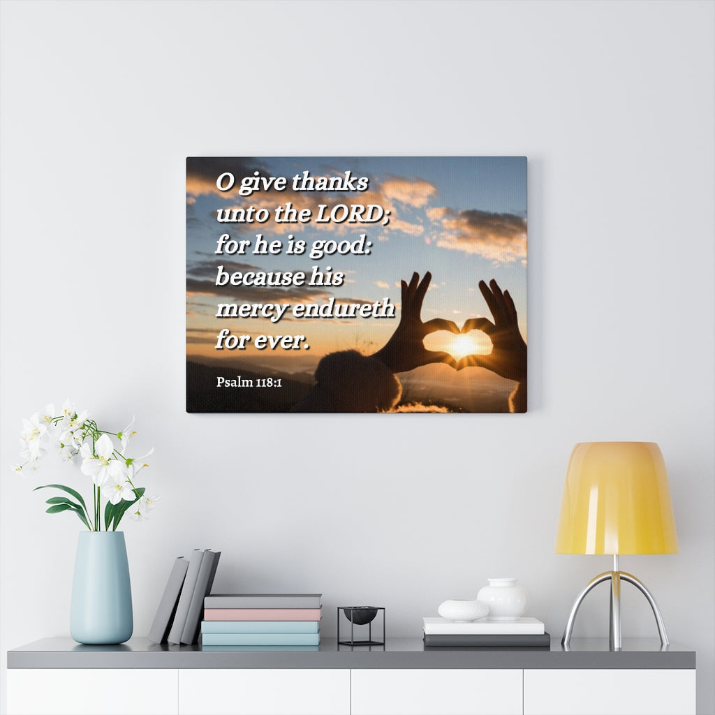 Scripture Walls Give Thanks Psalm 118:1 Bible Verse Canvas Christian Wall Art Ready to Hang Unframed-Express Your Love Gifts
