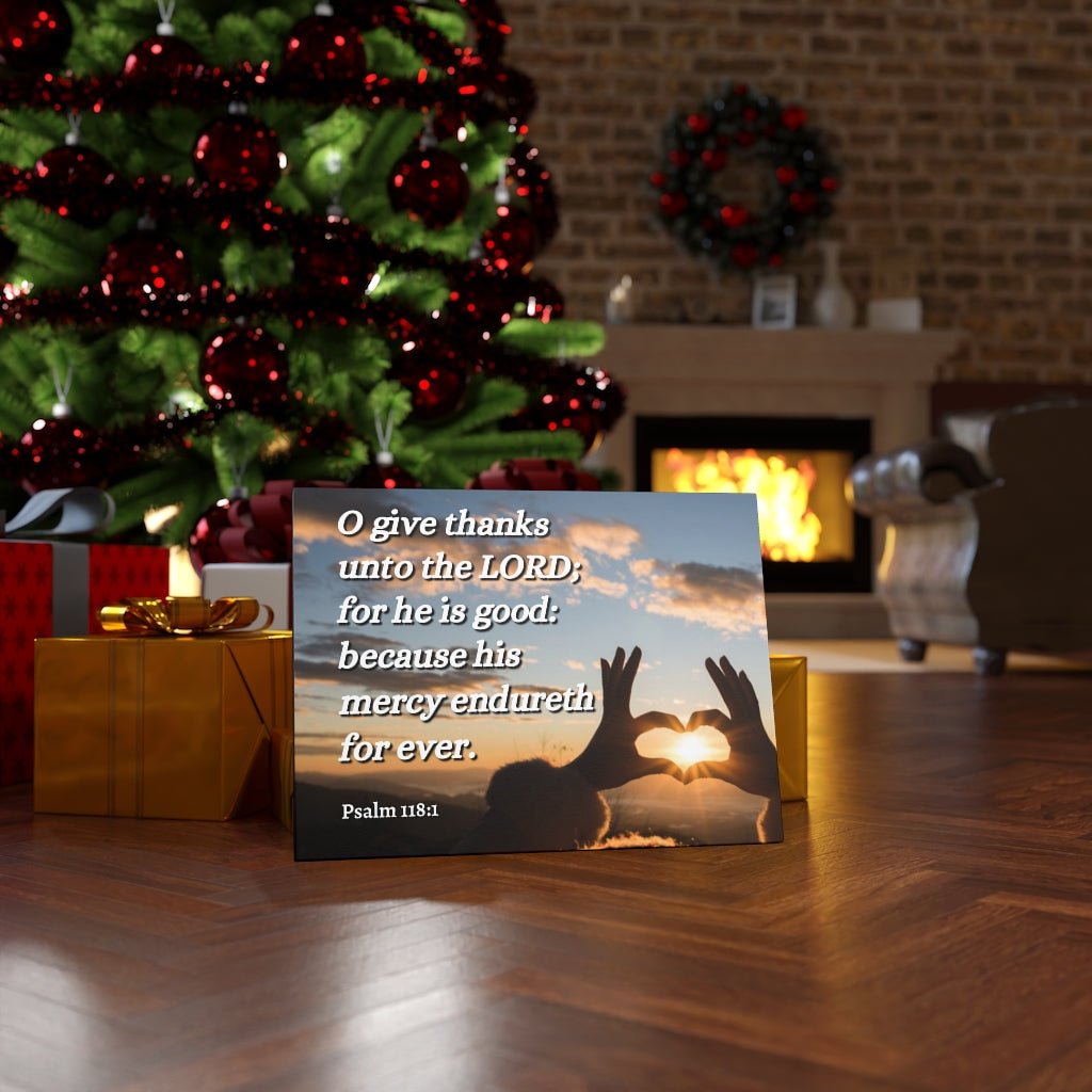 Scripture Walls Give Thanks Psalm 118:1 Bible Verse Canvas Christian Wall Art Ready to Hang Unframed-Express Your Love Gifts