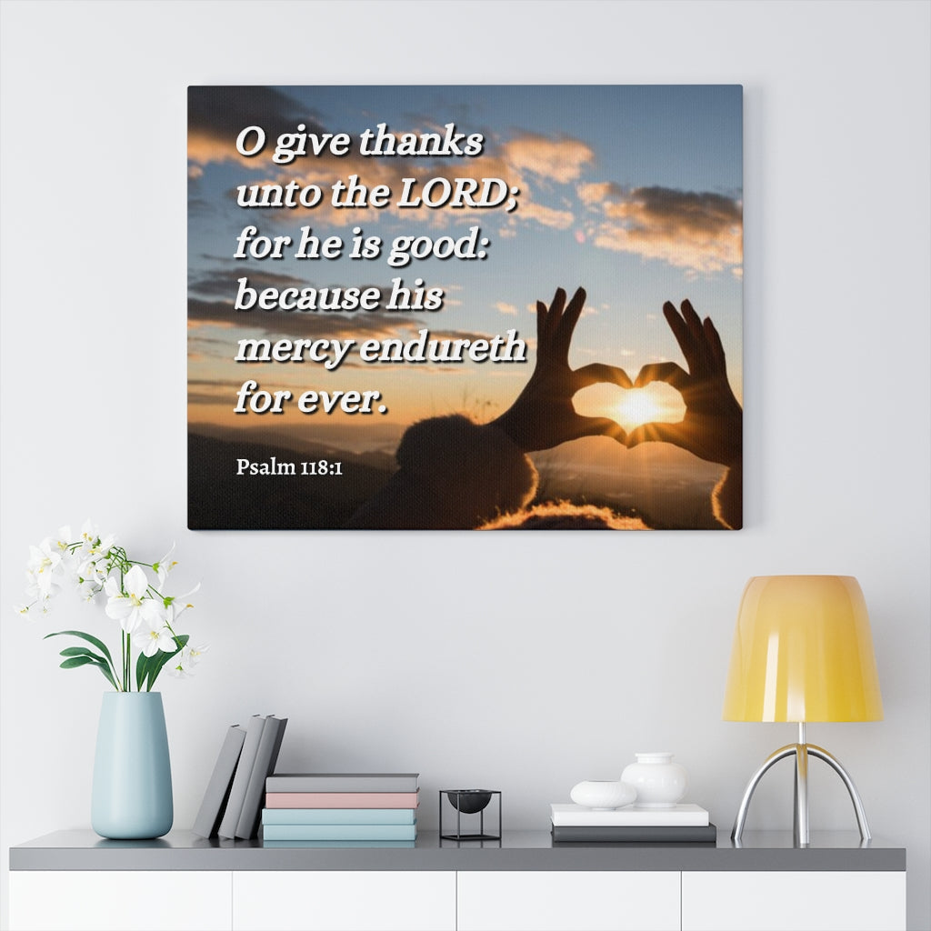 Scripture Walls Give Thanks Psalm 118:1 Bible Verse Canvas Christian Wall Art Ready to Hang Unframed-Express Your Love Gifts