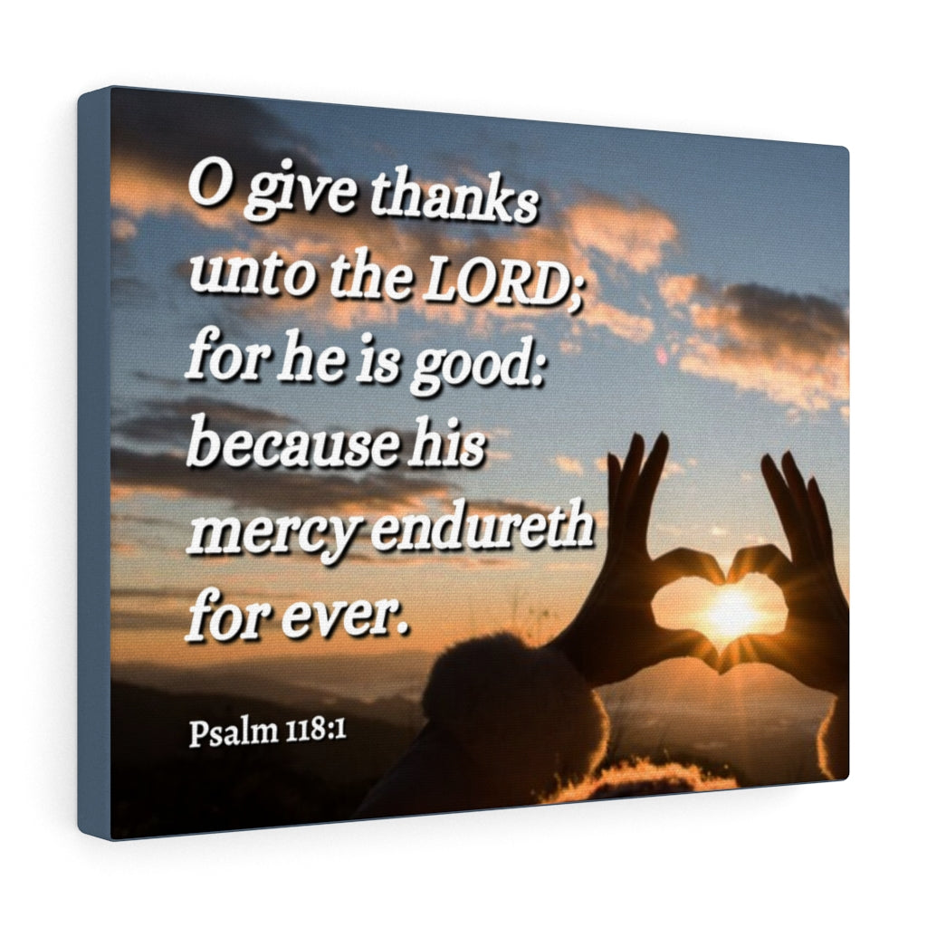 Scripture Walls Give Thanks Psalm 118:1 Bible Verse Canvas Christian Wall Art Ready to Hang Unframed-Express Your Love Gifts