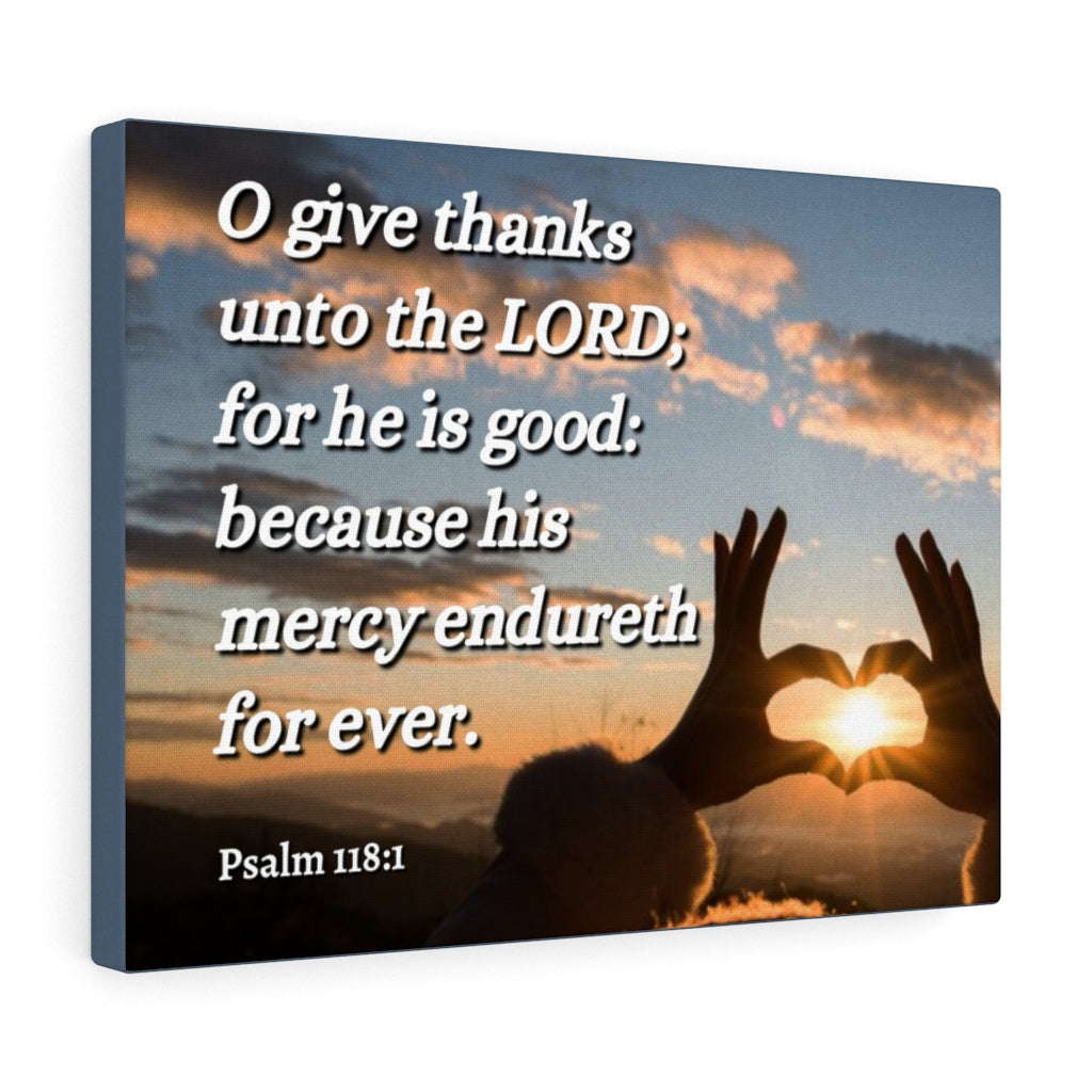 Scripture Walls Give Thanks Psalm 118:1 Bible Verse Canvas Christian Wall Art Ready to Hang Unframed-Express Your Love Gifts