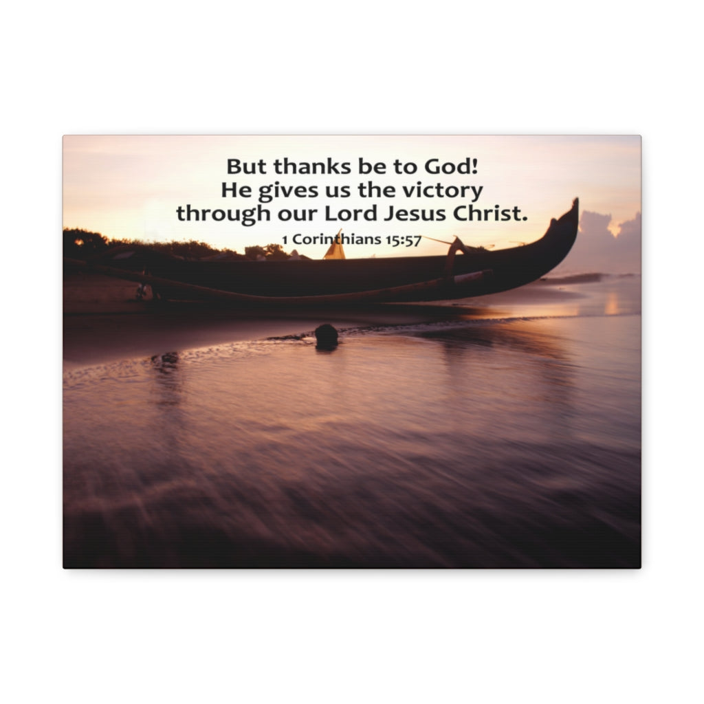 Scripture Walls Give Us The Victory 1 Corinthians 15:57 Bible Verse Canvas Christian Wall Art Ready to Hang Unframed-Express Your Love Gifts