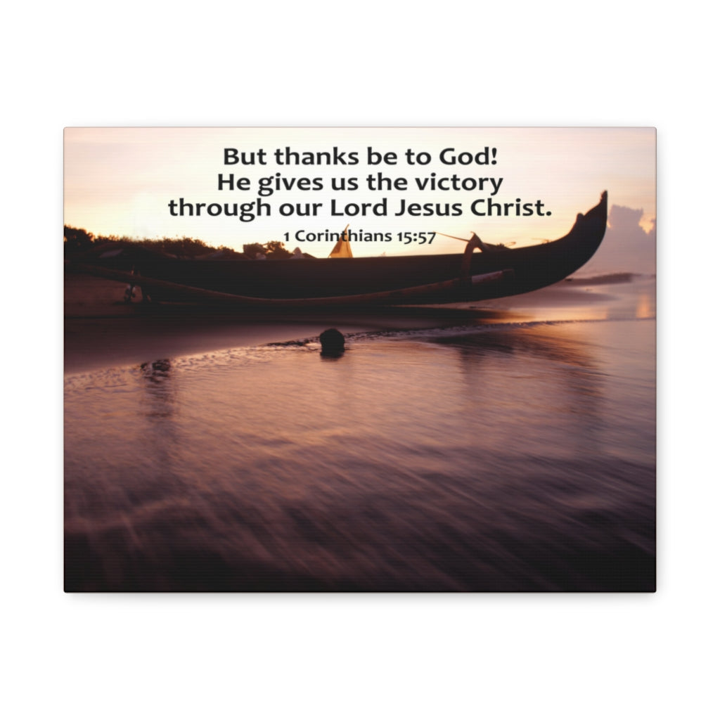 Scripture Walls Give Us The Victory 1 Corinthians 15:57 Bible Verse Canvas Christian Wall Art Ready to Hang Unframed-Express Your Love Gifts