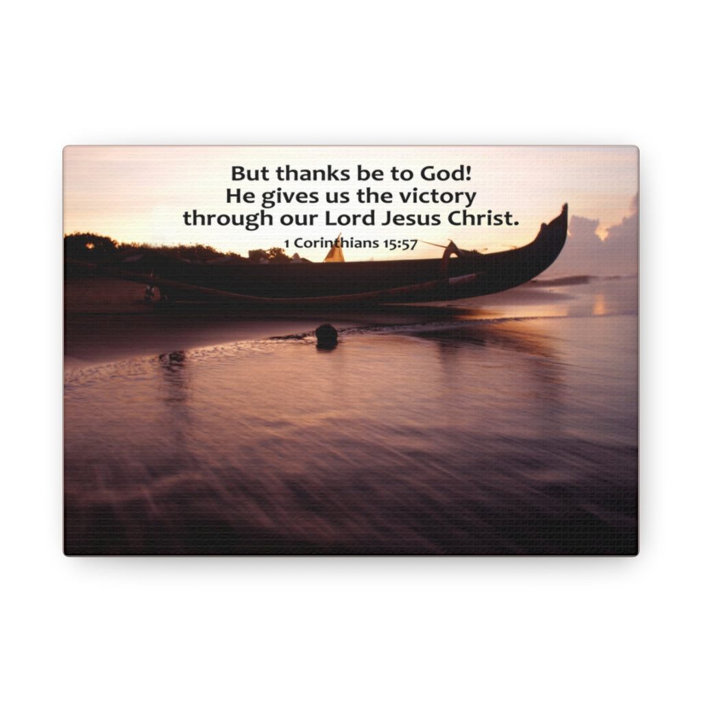 Scripture Walls Give Us The Victory 1 Corinthians 15:57 Bible Verse Canvas Christian Wall Art Ready to Hang Unframed-Express Your Love Gifts