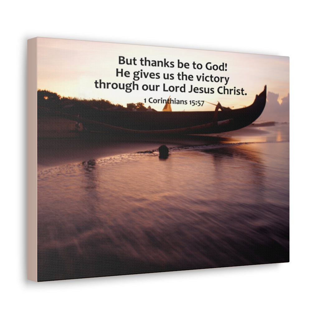 Scripture Walls Give Us The Victory 1 Corinthians 15:57 Bible Verse Canvas Christian Wall Art Ready to Hang Unframed-Express Your Love Gifts