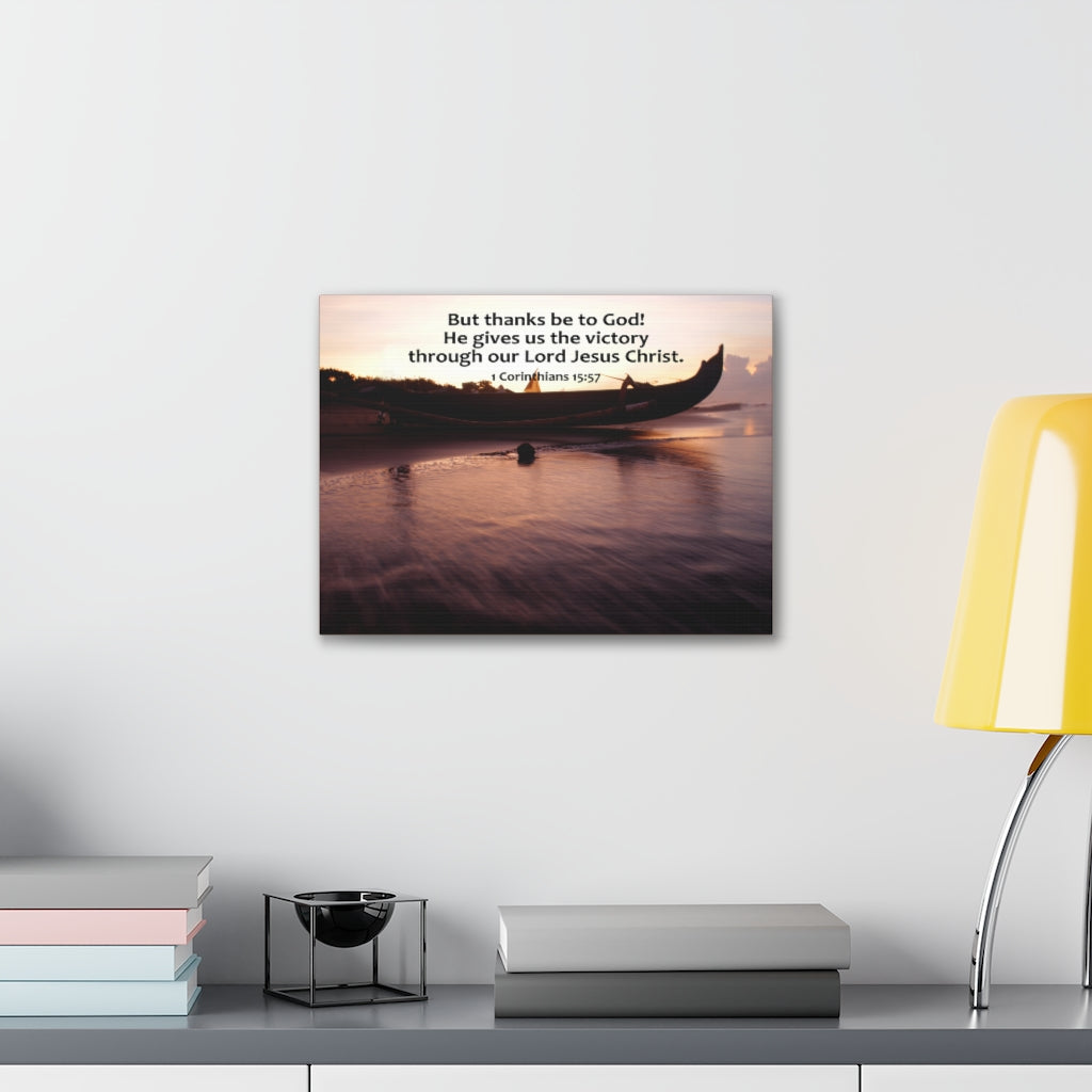 Scripture Walls Give Us The Victory 1 Corinthians 15:57 Bible Verse Canvas Christian Wall Art Ready to Hang Unframed-Express Your Love Gifts