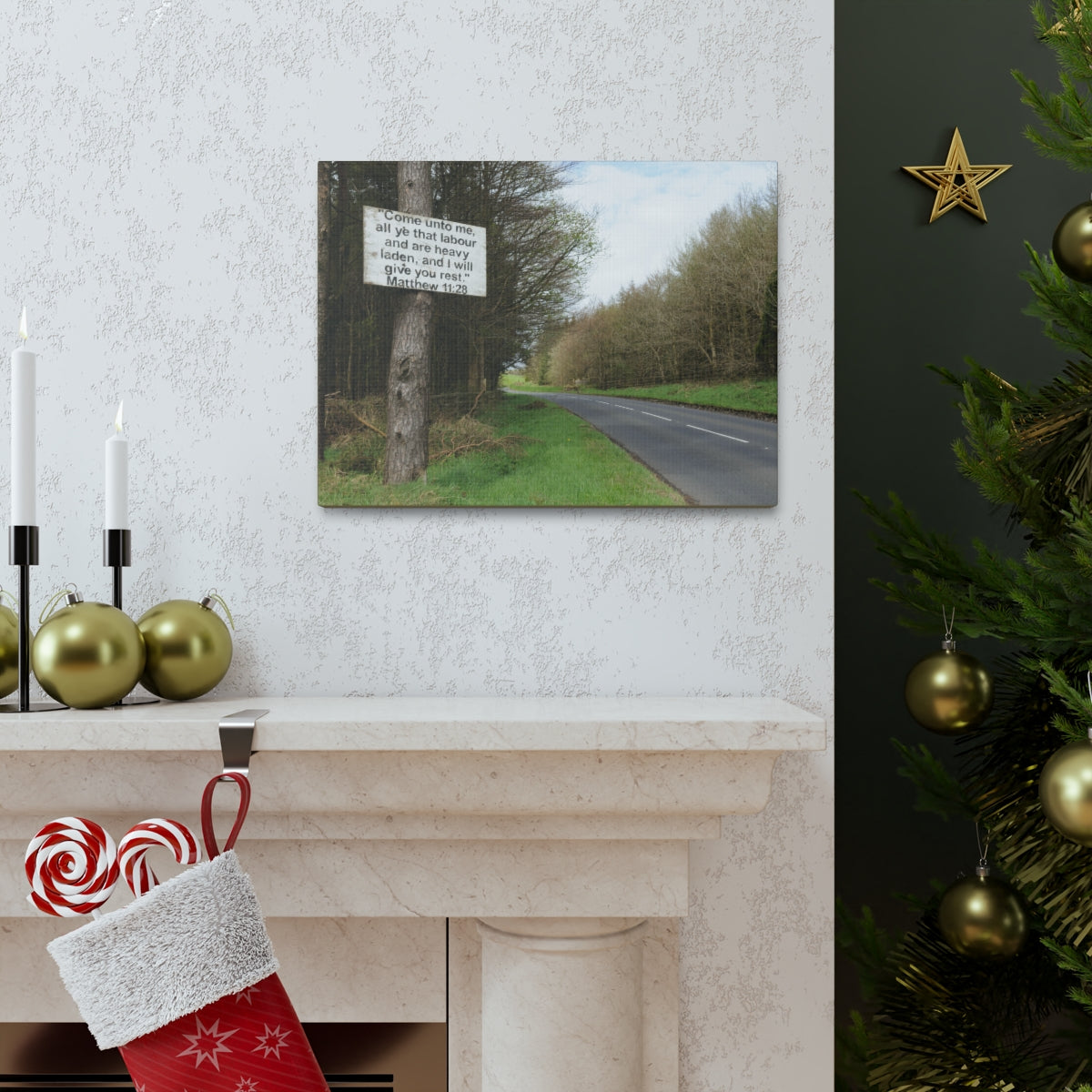 Scripture Walls Give You Rest Matthew 11:28 Bible Verse Canvas Christian Wall Art Bible Verse Print Ready To Hang Unframed-Express Your Love Gifts