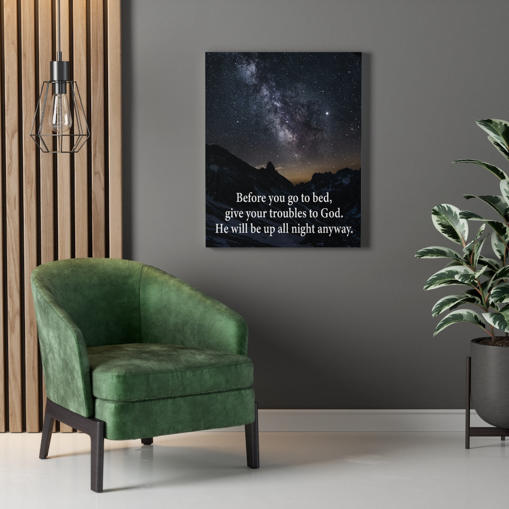 Scripture Walls Give Your Trouble to God 1 Peter 5:7 Bible Verse Canvas Christian Wall Art Ready to Hang Unframed-Express Your Love Gifts