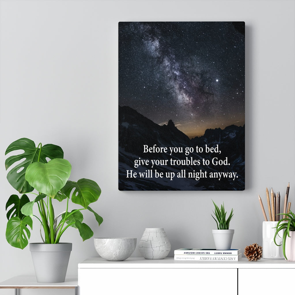 Scripture Walls Give Your Trouble to God 1 Peter 5:7 Bible Verse Canvas Christian Wall Art Ready to Hang Unframed-Express Your Love Gifts