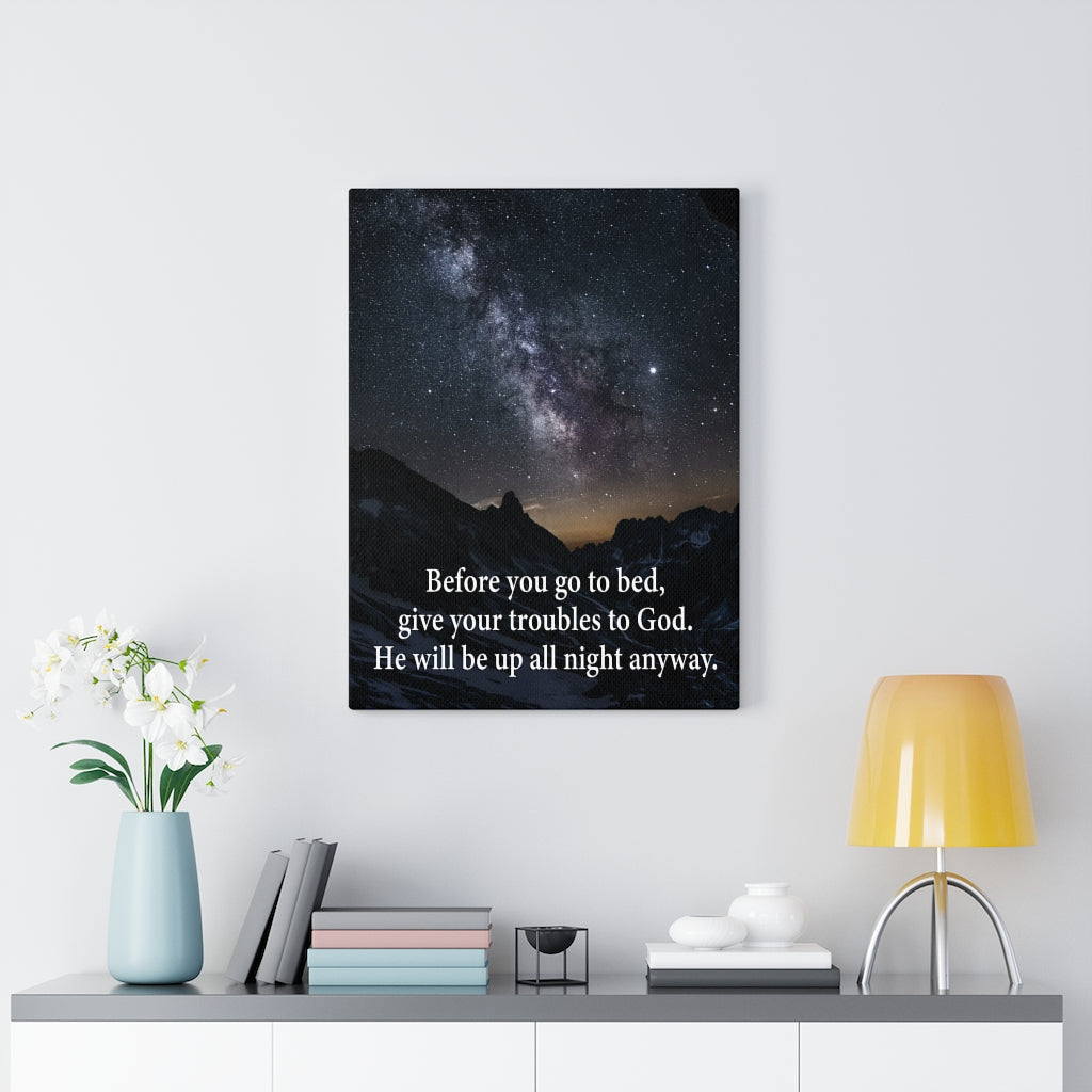 Scripture Walls Give Your Trouble to God 1 Peter 5:7 Bible Verse Canvas Christian Wall Art Ready to Hang Unframed-Express Your Love Gifts