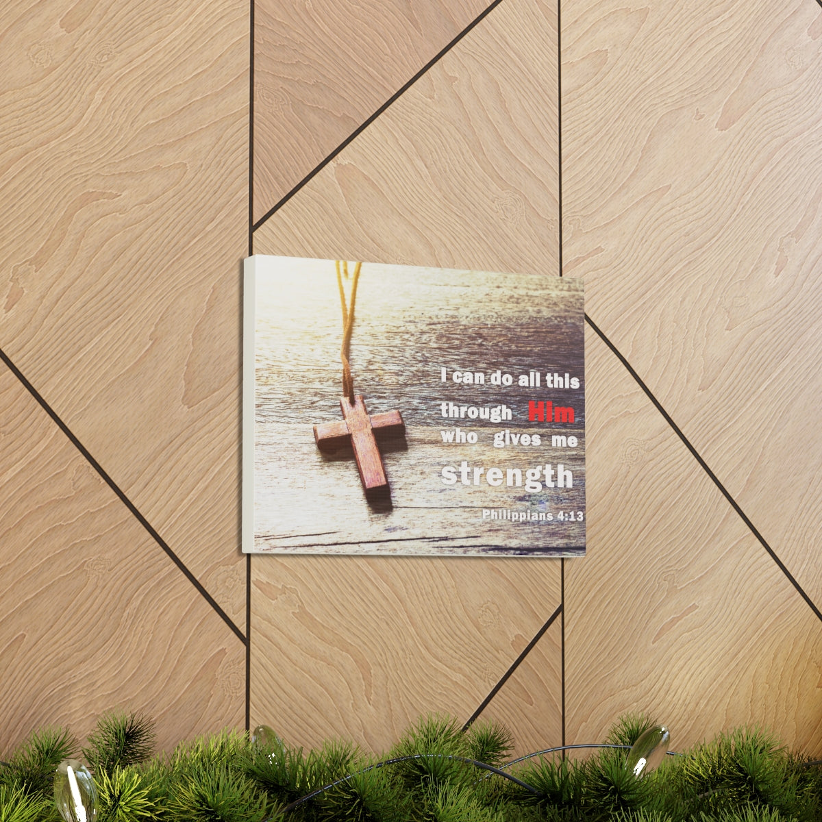 Scripture Walls Gives Me Strength Philippians 4:13 Bible Verse Canvas Christian Wall Art Bible Verse Print Ready To Hang Unframed-Express Your Love Gifts