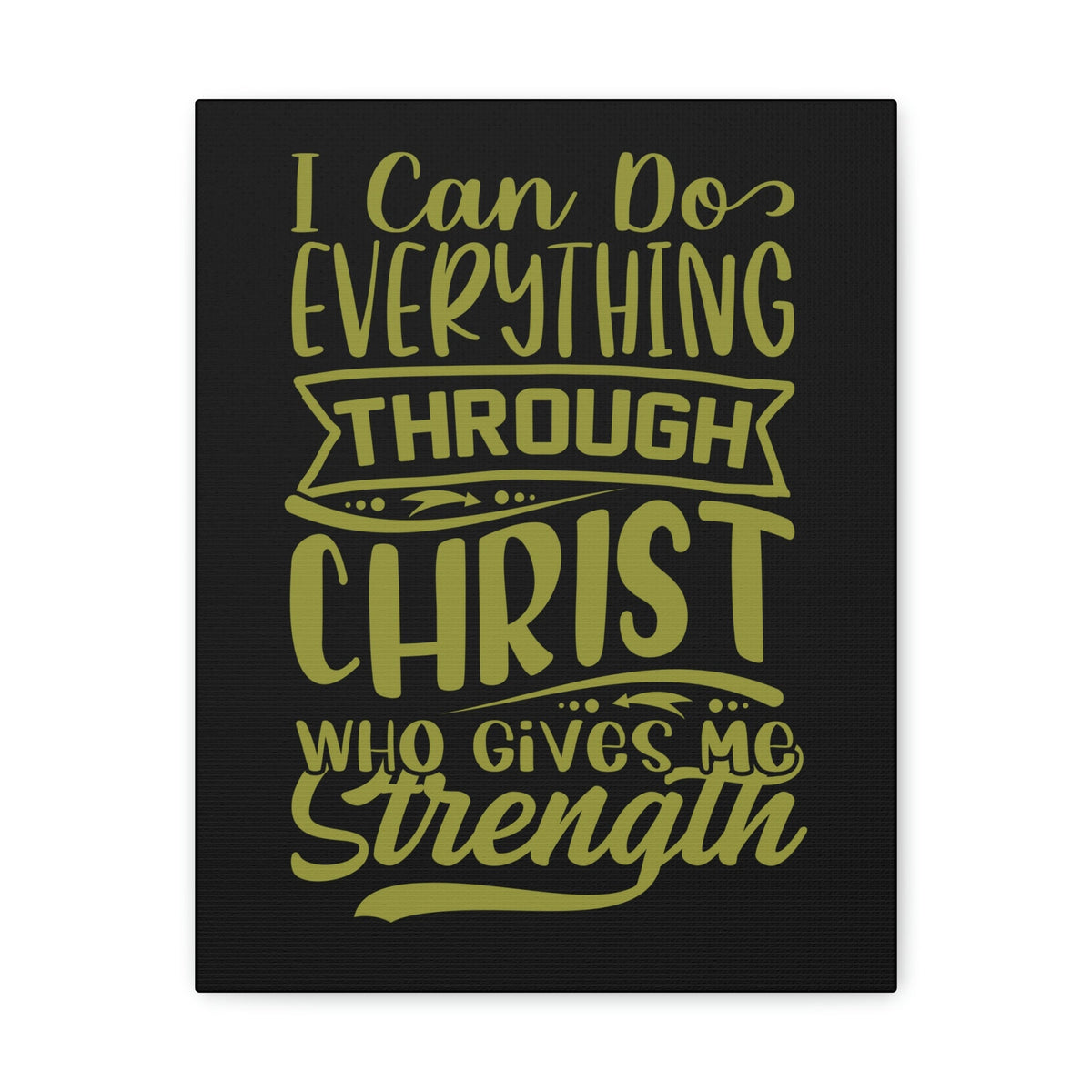 Scripture Walls Gives Me Strength Philippians 4:13 Dark Green Christian Wall Art Bible Verse Print Ready to Hang Unframed-Express Your Love Gifts