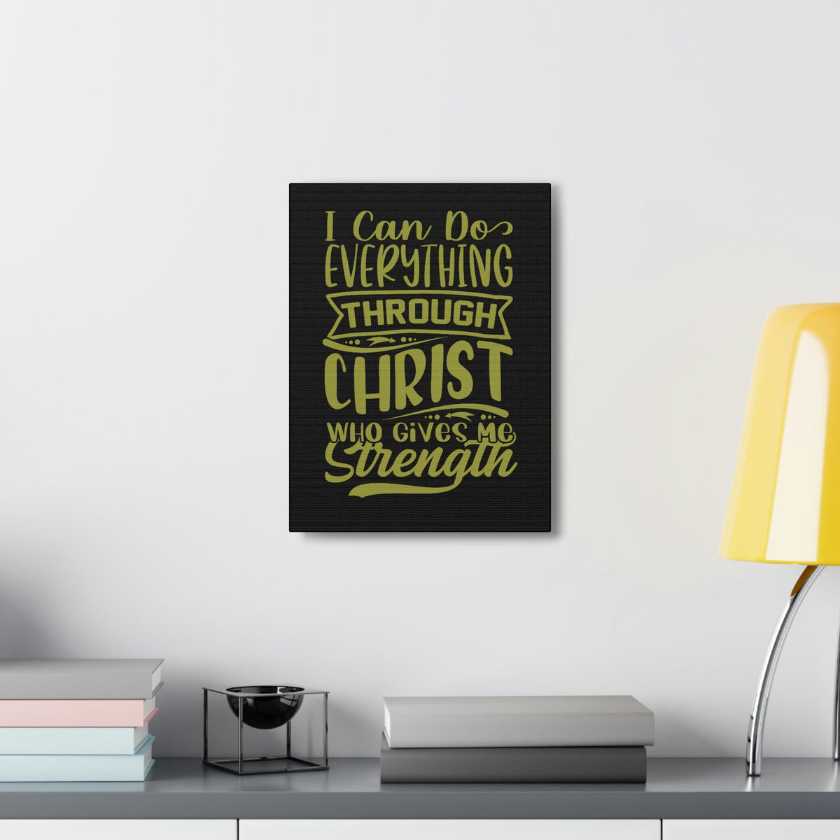 Scripture Walls Gives Me Strength Philippians 4:13 Dark Green Christian Wall Art Bible Verse Print Ready to Hang Unframed-Express Your Love Gifts