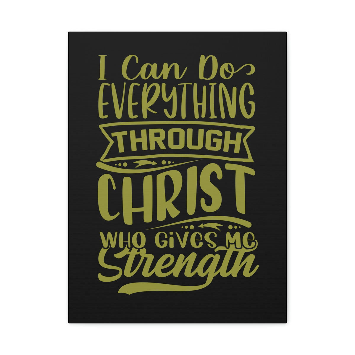 Scripture Walls Gives Me Strength Philippians 4:13 Dark Green Christian Wall Art Bible Verse Print Ready to Hang Unframed-Express Your Love Gifts