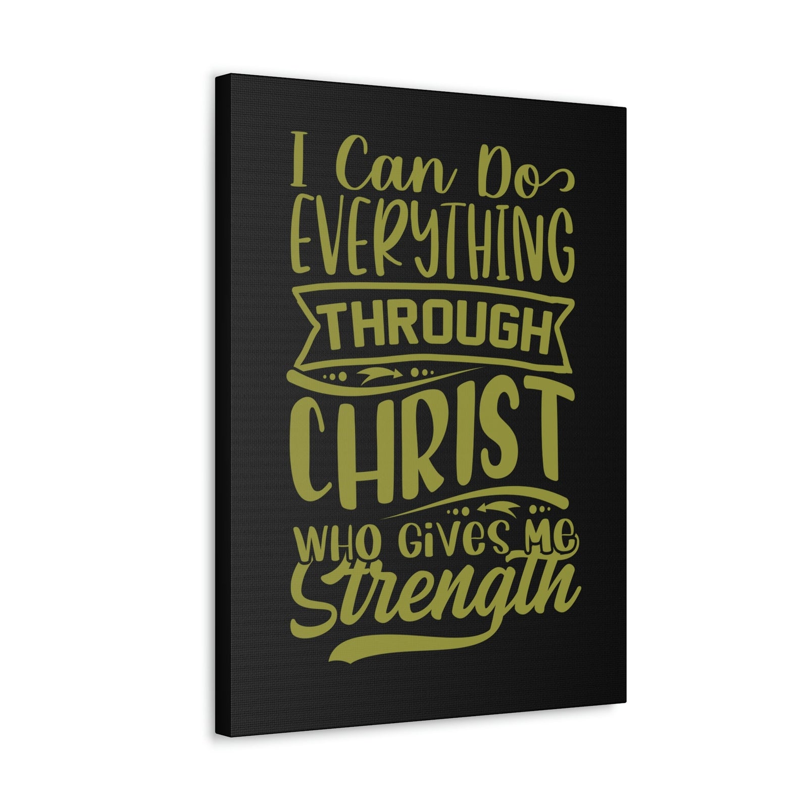 Scripture Walls Gives Me Strength Philippians 4:13 Dark Green Christian Wall Art Bible Verse Print Ready to Hang Unframed-Express Your Love Gifts