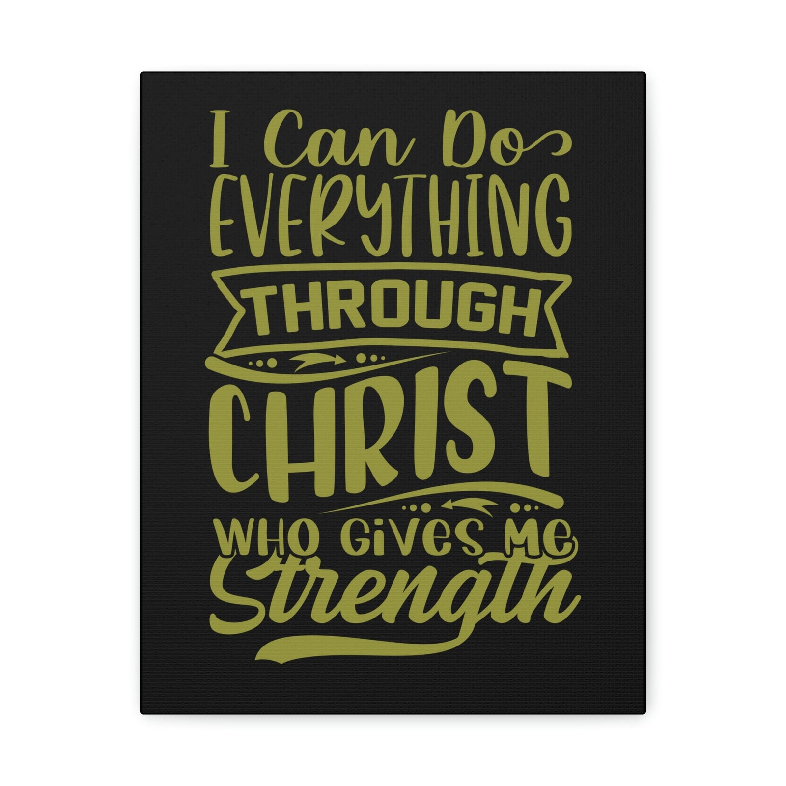 Scripture Walls Gives Me Strength Philippians 4:13 Dark Green Christian Wall Art Bible Verse Print Ready to Hang Unframed-Express Your Love Gifts