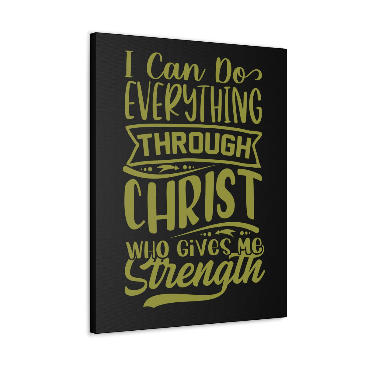 Scripture Walls Gives Me Strength Philippians 4:13 Dark Green Christian Wall Art Bible Verse Print Ready to Hang Unframed-Express Your Love Gifts