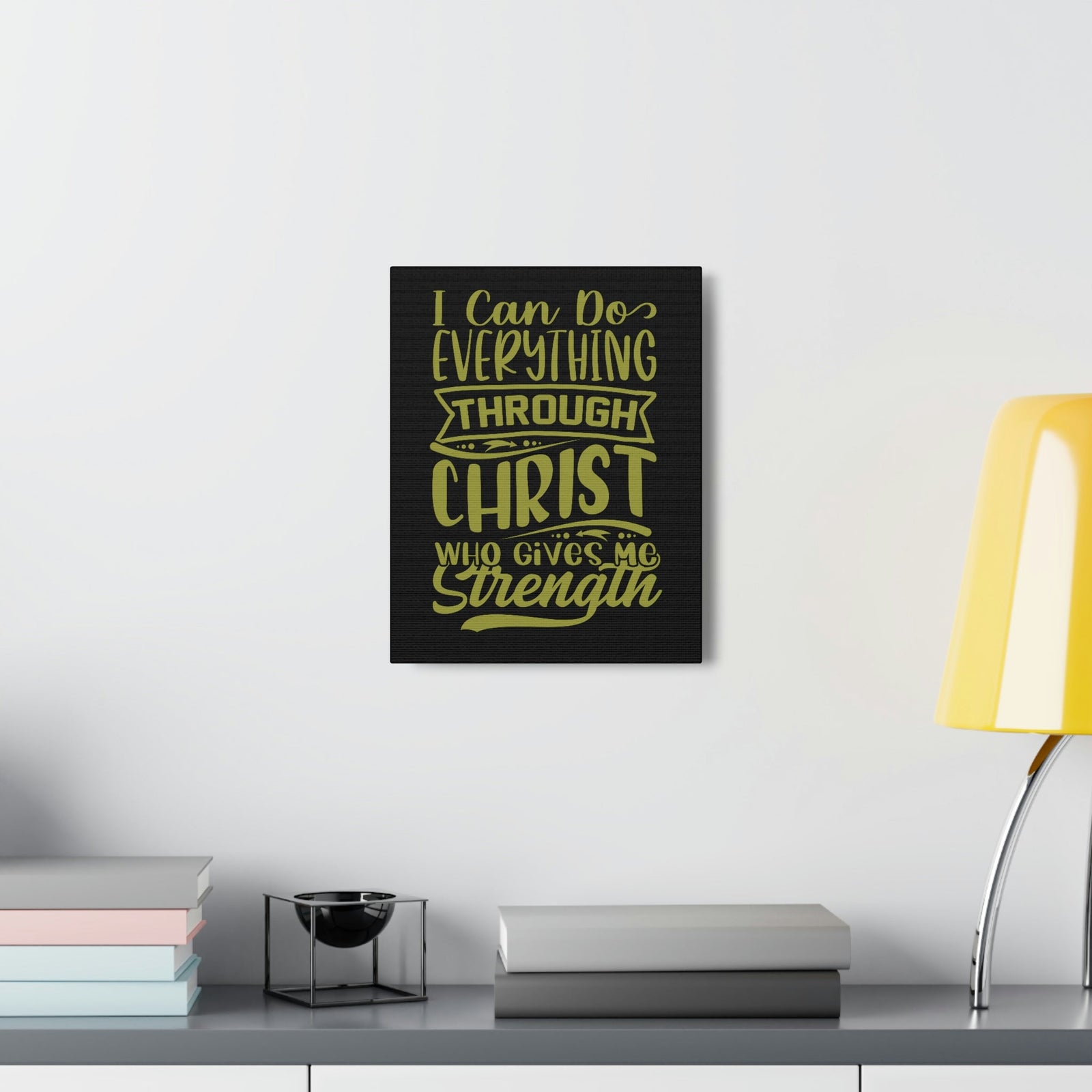 Scripture Walls Gives Me Strength Philippians 4:13 Dark Green Christian Wall Art Bible Verse Print Ready to Hang Unframed-Express Your Love Gifts