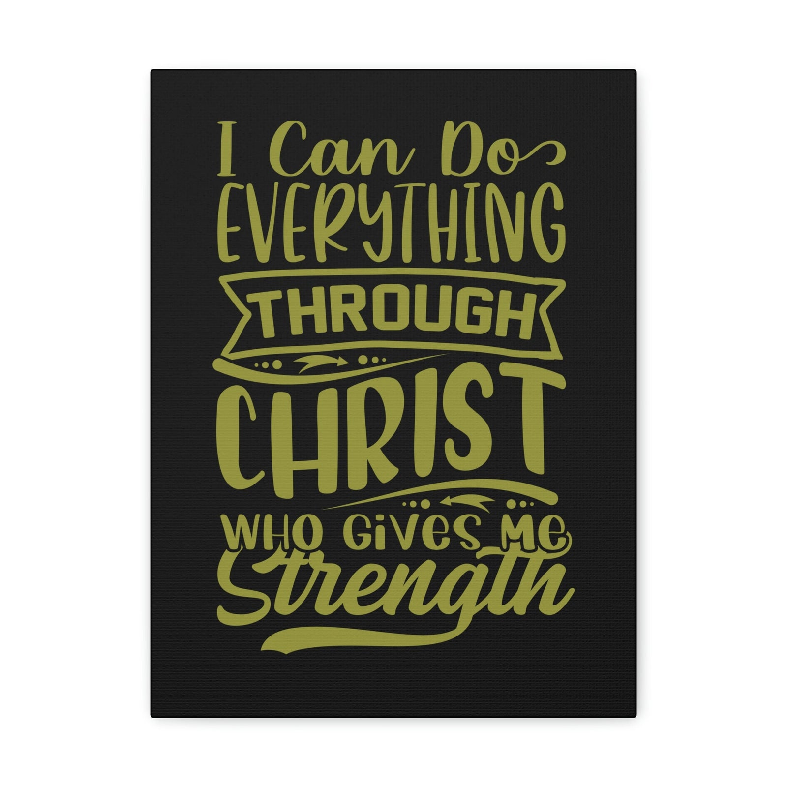 Scripture Walls Gives Me Strength Philippians 4:13 Dark Green Christian Wall Art Bible Verse Print Ready to Hang Unframed-Express Your Love Gifts