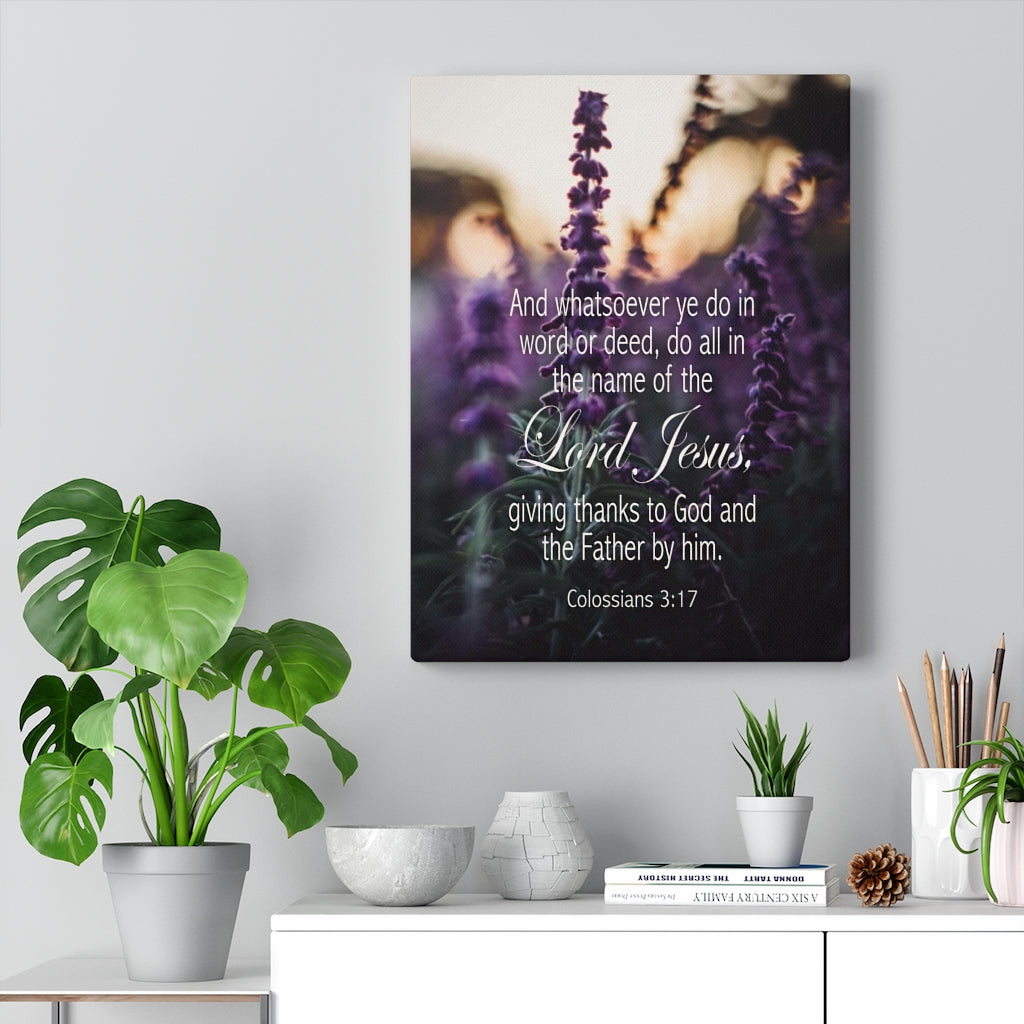 Scripture Walls Giving Thanks to God Colossians 3:17 Bible Verse Canvas Christian Wall Art Ready to Hang Unframed-Express Your Love Gifts