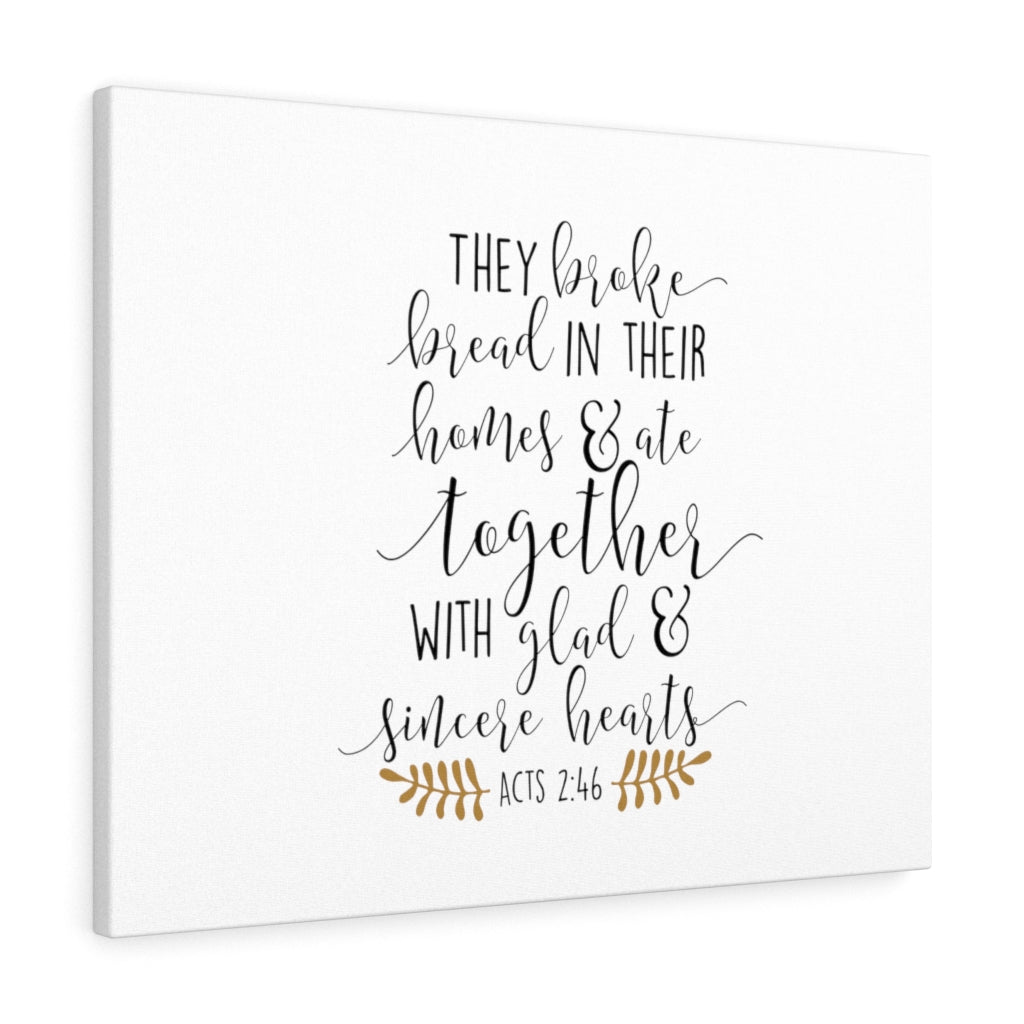 Scripture Walls Glad &amp; Sincere Hearts Acts 2:46 Bible Verse Canvas Christian Wall Art Ready to Hang Unframed-Express Your Love Gifts