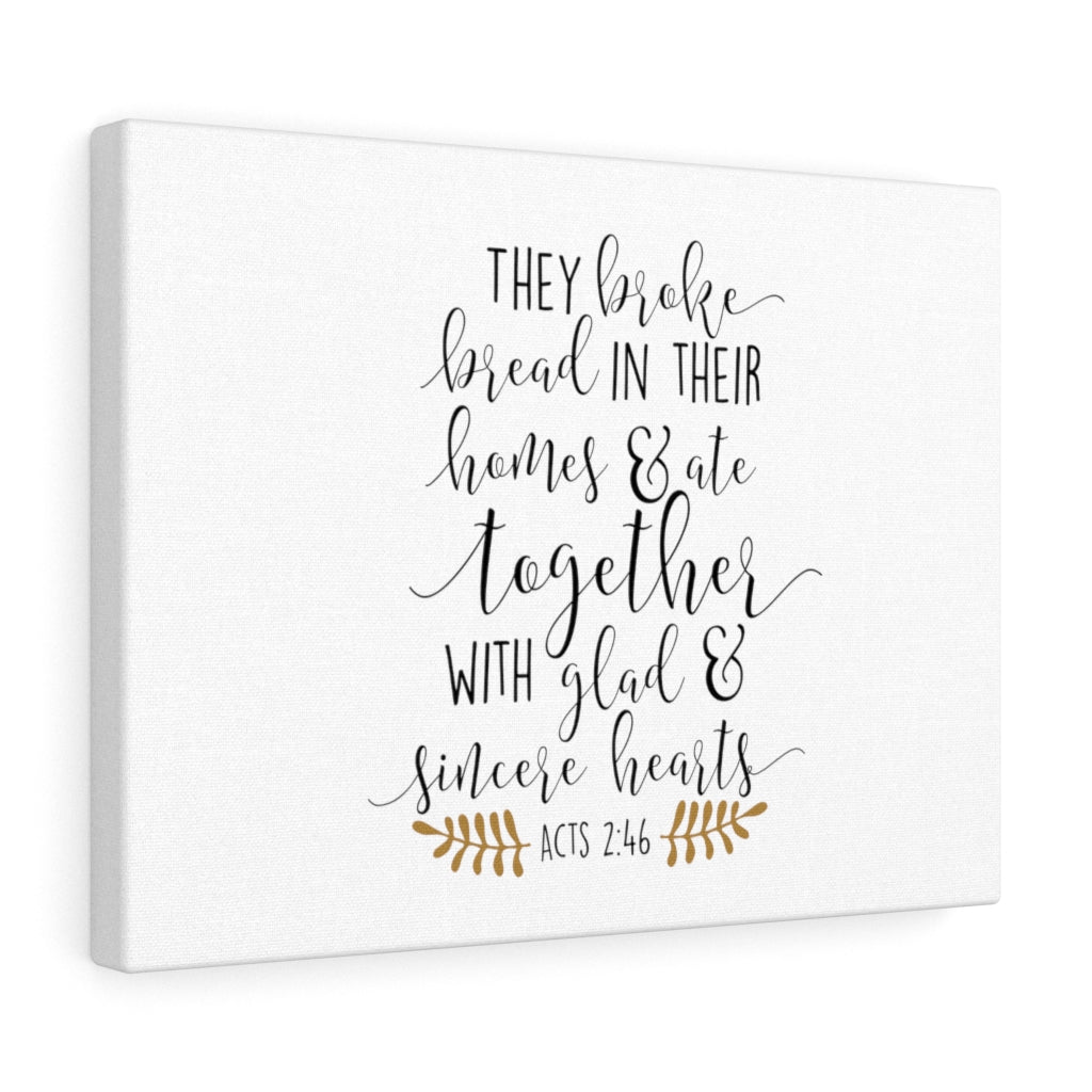 Scripture Walls Glad & Sincere Hearts Acts 2:46 Bible Verse Canvas Christian Wall Art Ready to Hang Unframed-Express Your Love Gifts