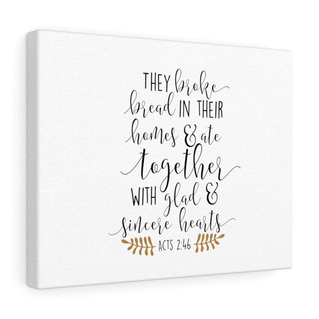Scripture Walls Glad & Sincere Hearts Acts 2:46 Bible Verse Canvas Christian Wall Art Ready to Hang Unframed-Express Your Love Gifts